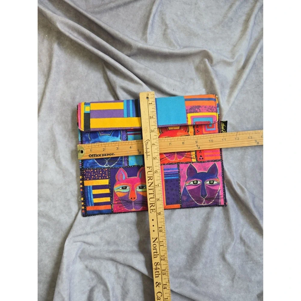 Laurel Burch Cats Patchwork Canvas Pouch Tablet Sleeve Bag Button Vintage